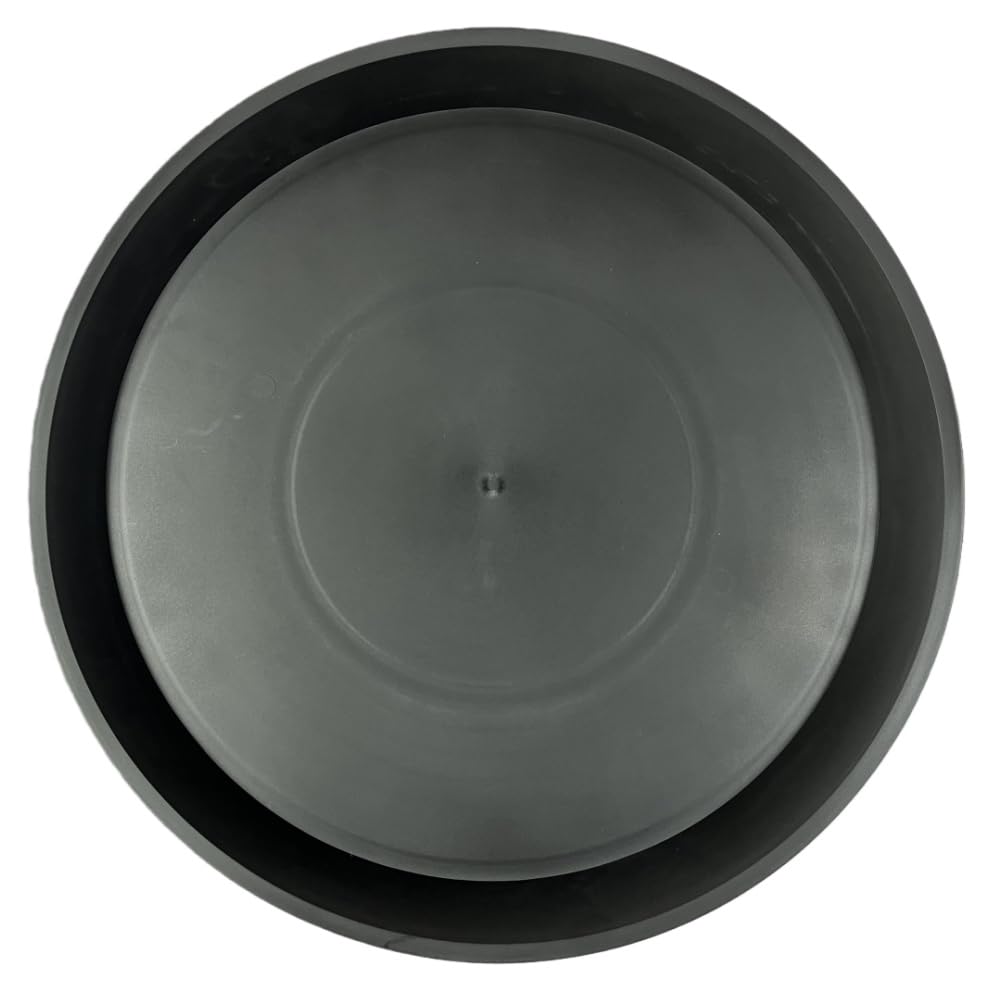 Kichwit saucer under a large pot demonstrating secure fit and floor protection benefit