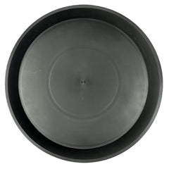 Kichwit saucer under a large pot demonstrating secure fit and floor protection benefit