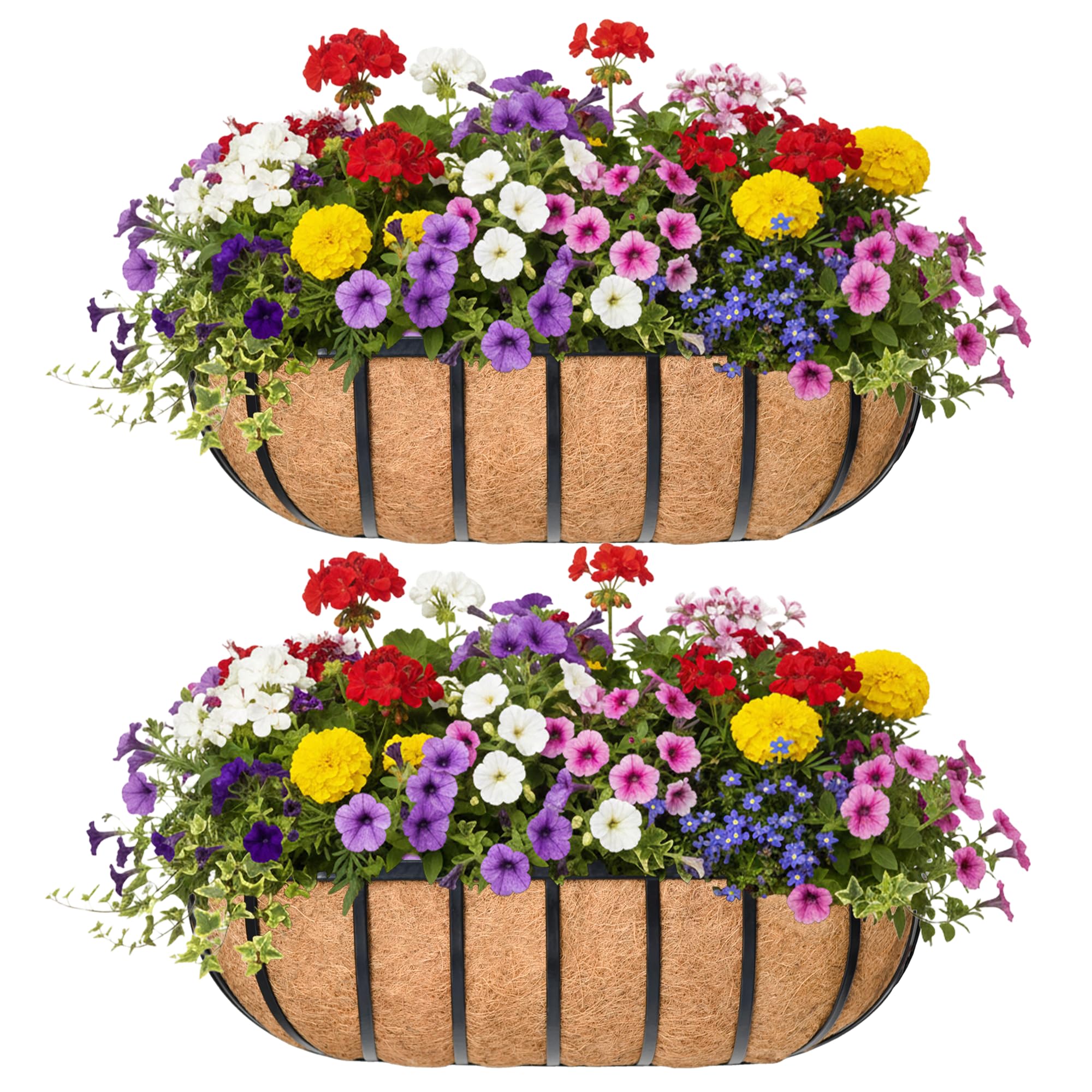 KIDYBELL front view of 24-inch railing planter showing full planted length and curb appeal