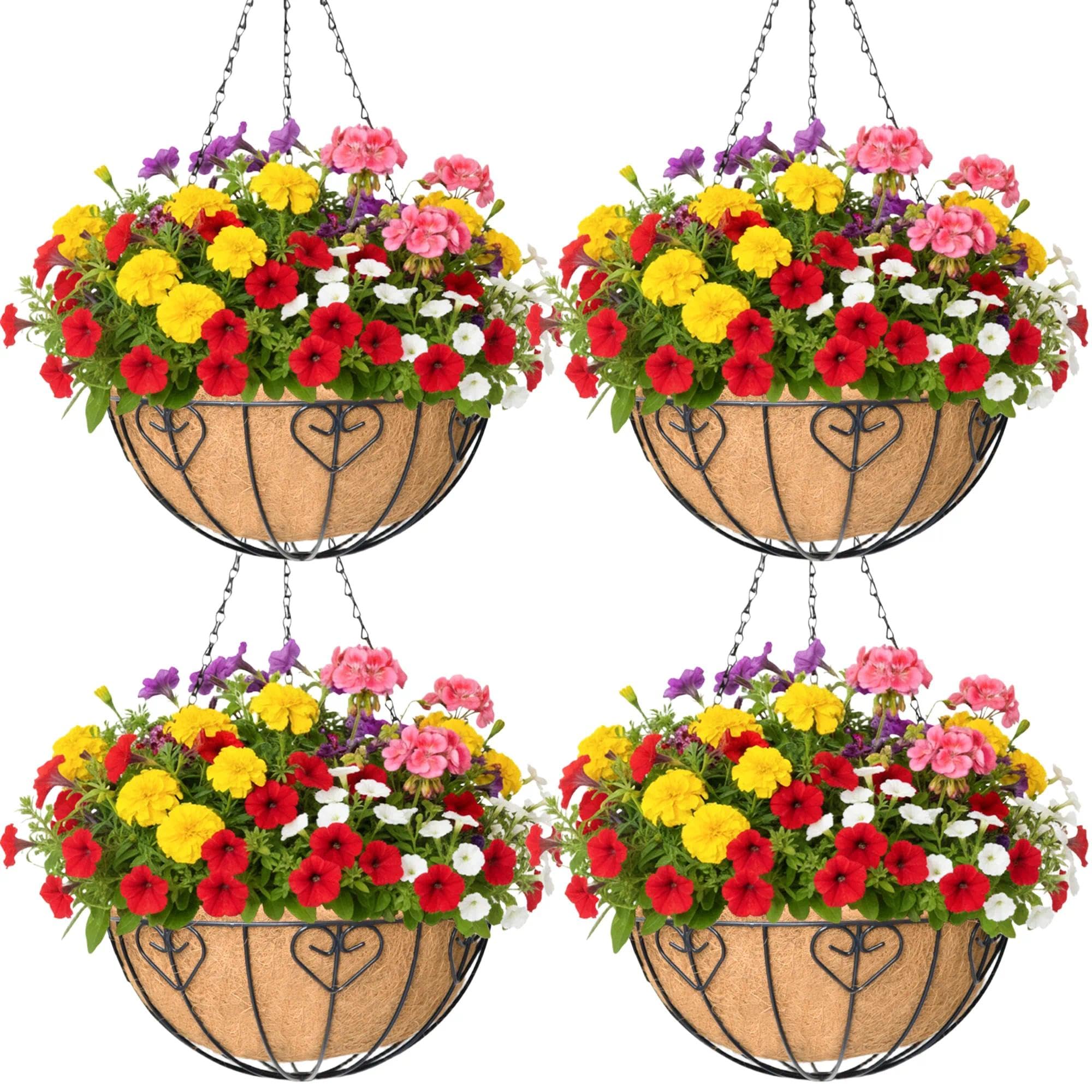 KIDYBELL front view of four black hanging planters showing cohesive look and curb appeal
