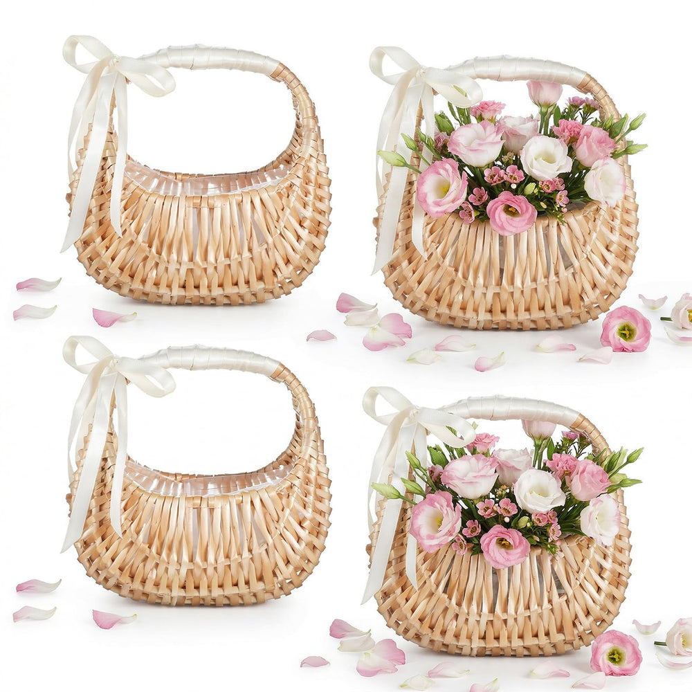 Kifmurase front view of four half‑moon wicker baskets showing rustic appeal