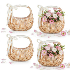 Kifmurase front view of four half‑moon wicker baskets showing rustic appeal