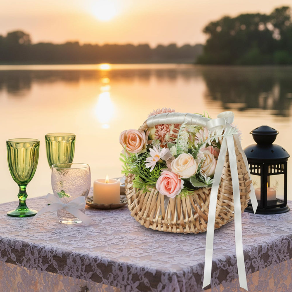 Kifmurase used as table centerpiece holding flowers and candy attractively