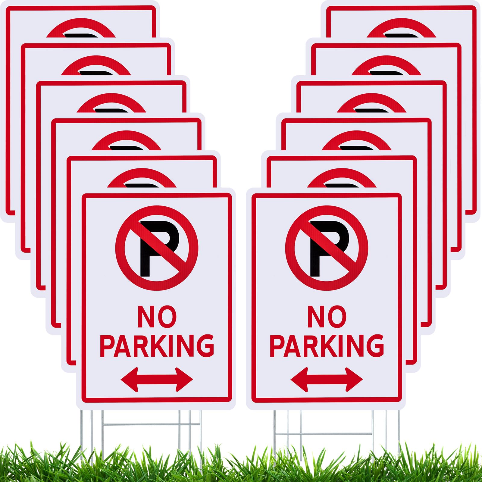 Kigley front view of double-sided no parking sign for clear marking