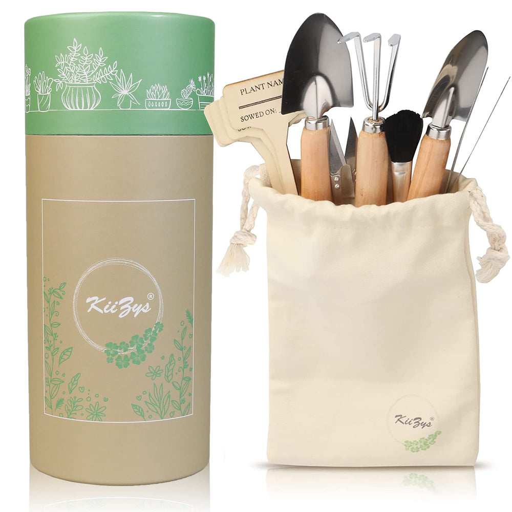 KIIZYS front packaging showing compact 12-piece indoor garden set and tidy storage