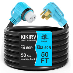 KIKIRV front connector showing plug and full 50ft length for reliable connection