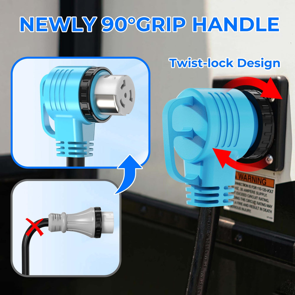 KIKIRV cord plugged between generator and RV illustrating safe power transfer benefit