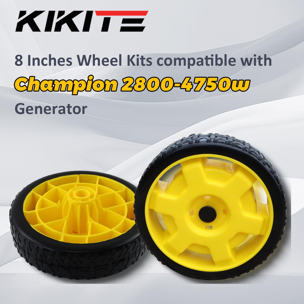 KIKITE close-up of 8-inch never-flat tire tread for longer-lasting traction