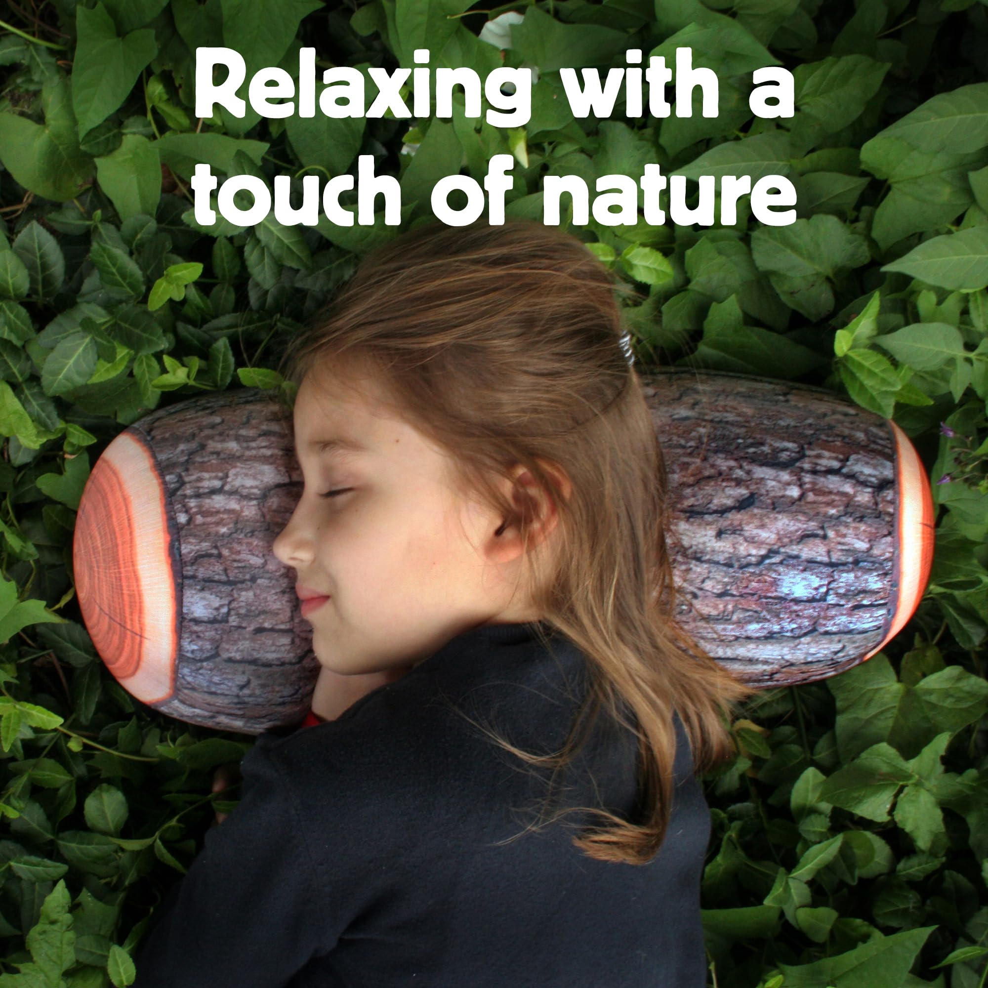 Kikkerland log cushion under legs on sofa for relaxed elevation and comfort