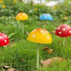 KIKTOP front view of six mushrooms adds whimsical color