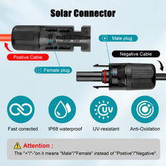 Kimbluth closeup of male and female solar connectors with locking latch for secure outdoor connections