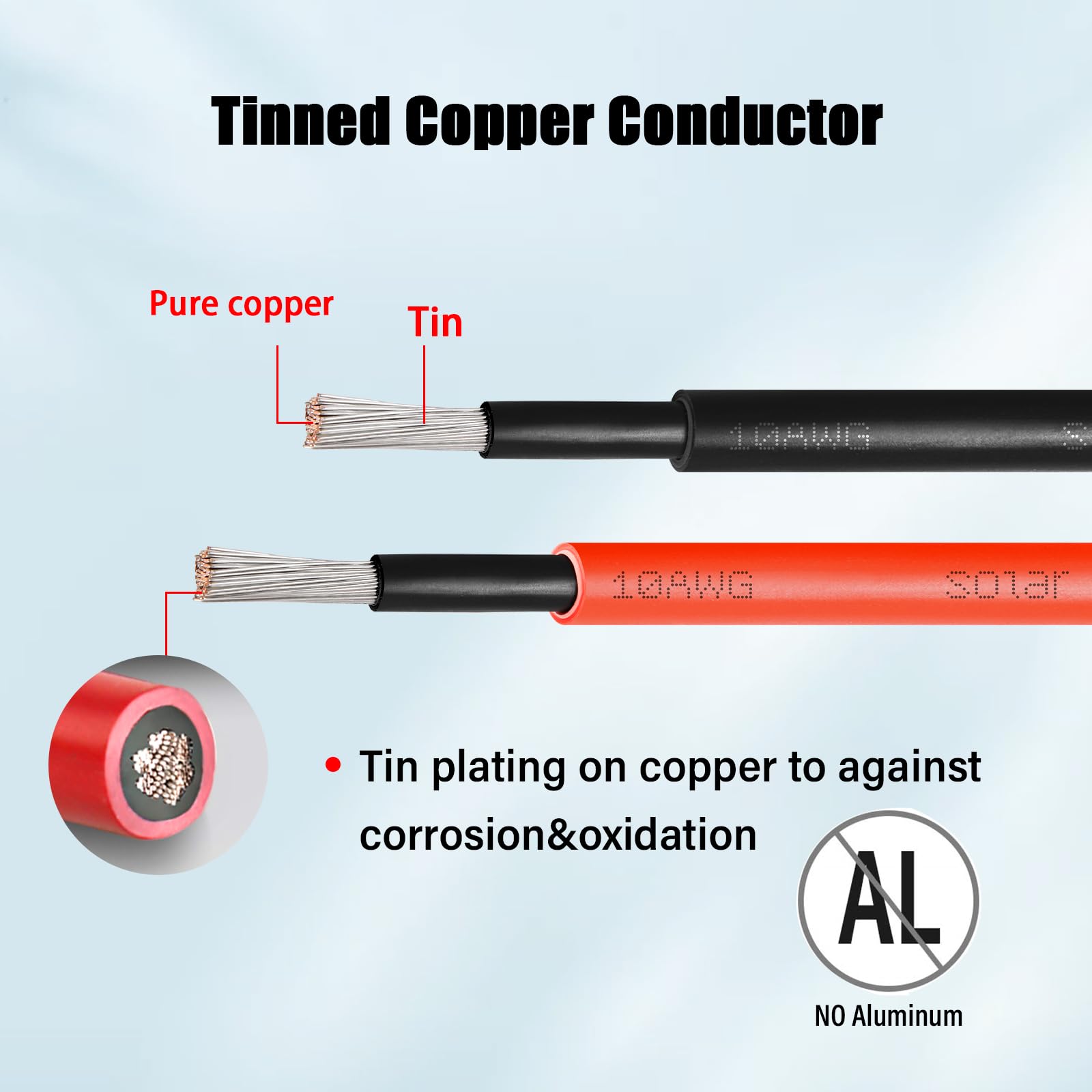Kimbluth cable length and color-coded polarity comparison showing 20ft red and black convenience