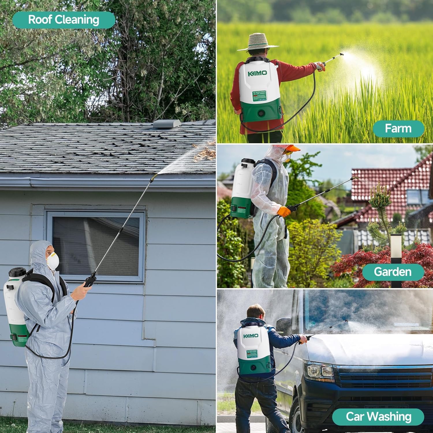 KIMO trigger lock and flow adjustment knob for continuous spraying
