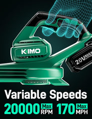KIMO close-up of large two-inch nozzle for wider airflow and faster clearing