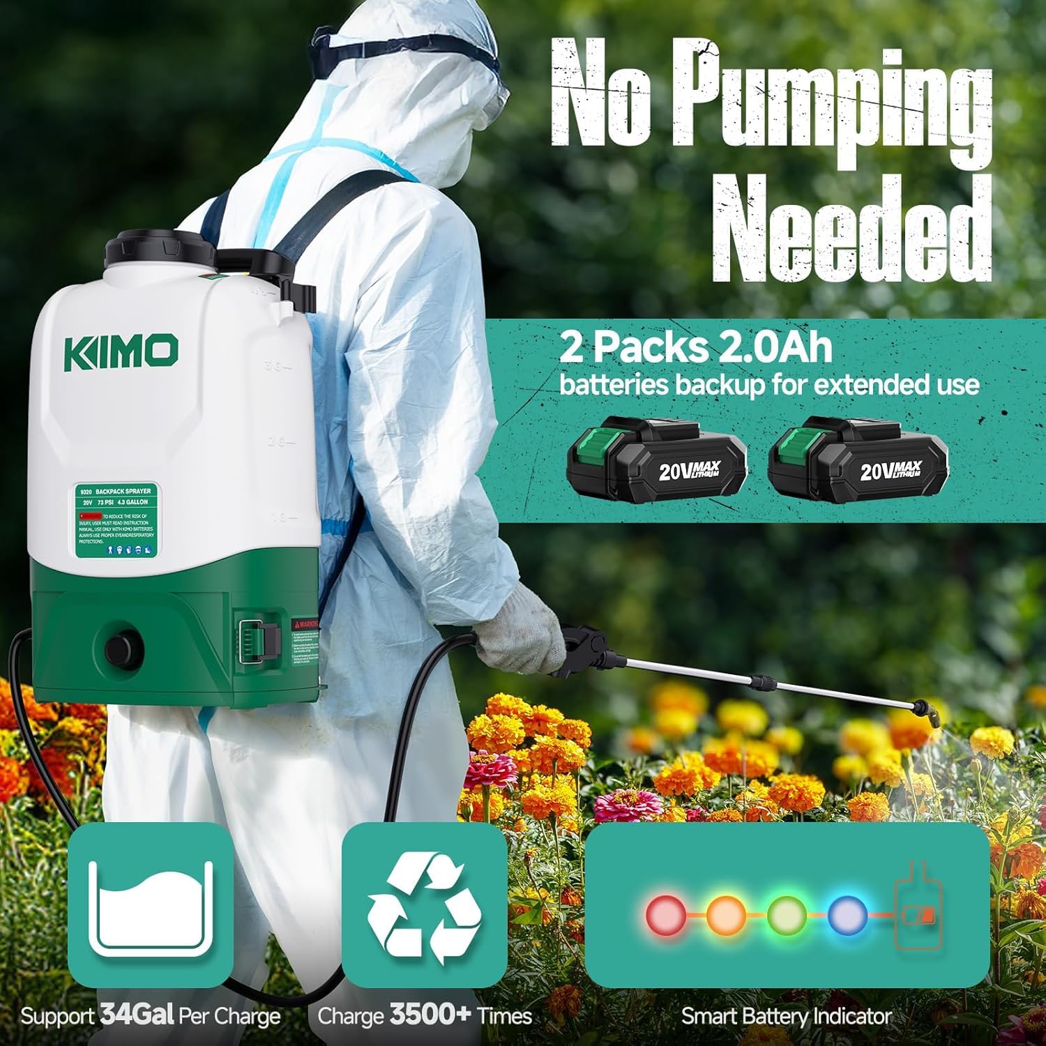 KIMO padded back and shoulder straps for reduced user fatigue