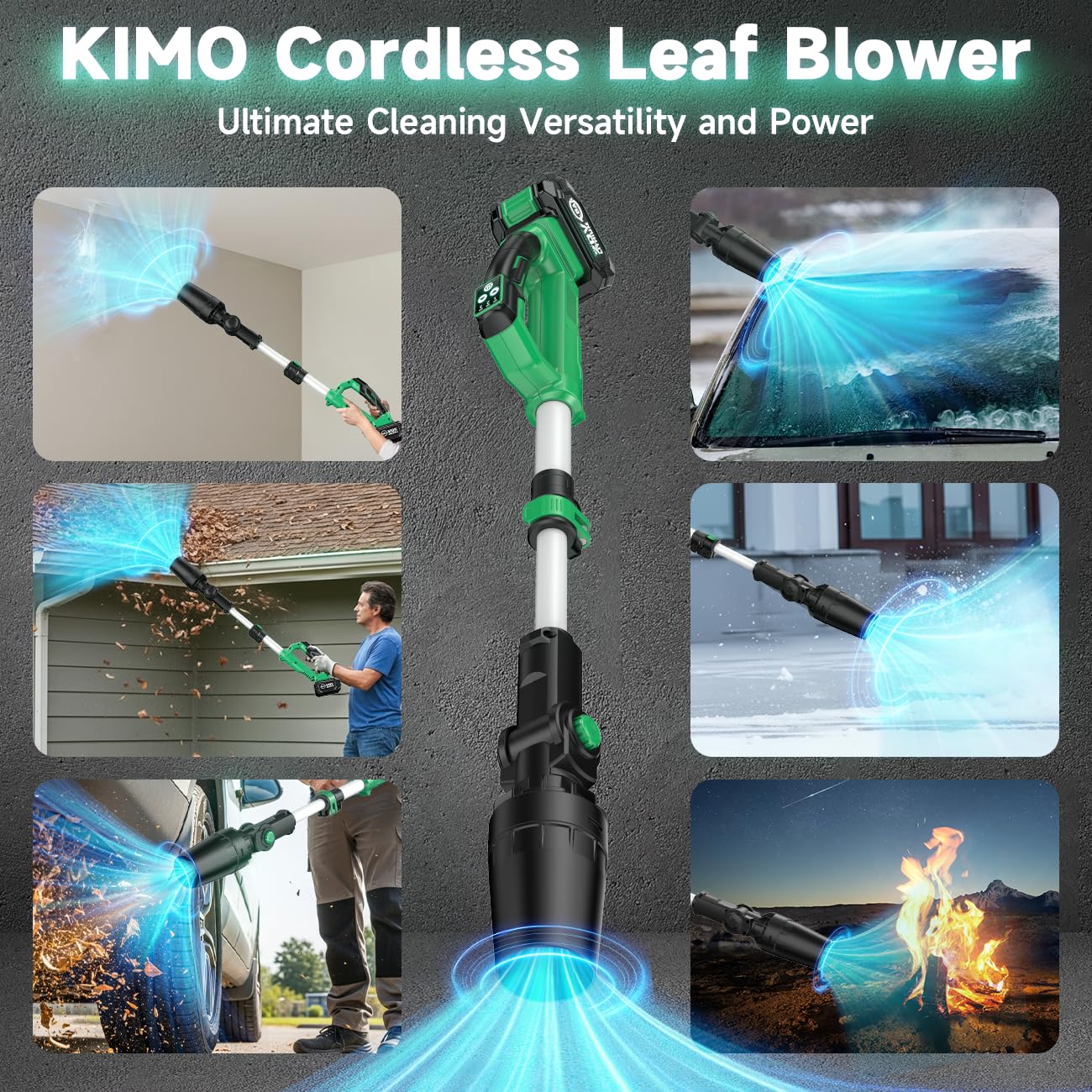 KIMO stored on a wall mount, illustrates tidy storage and quick access