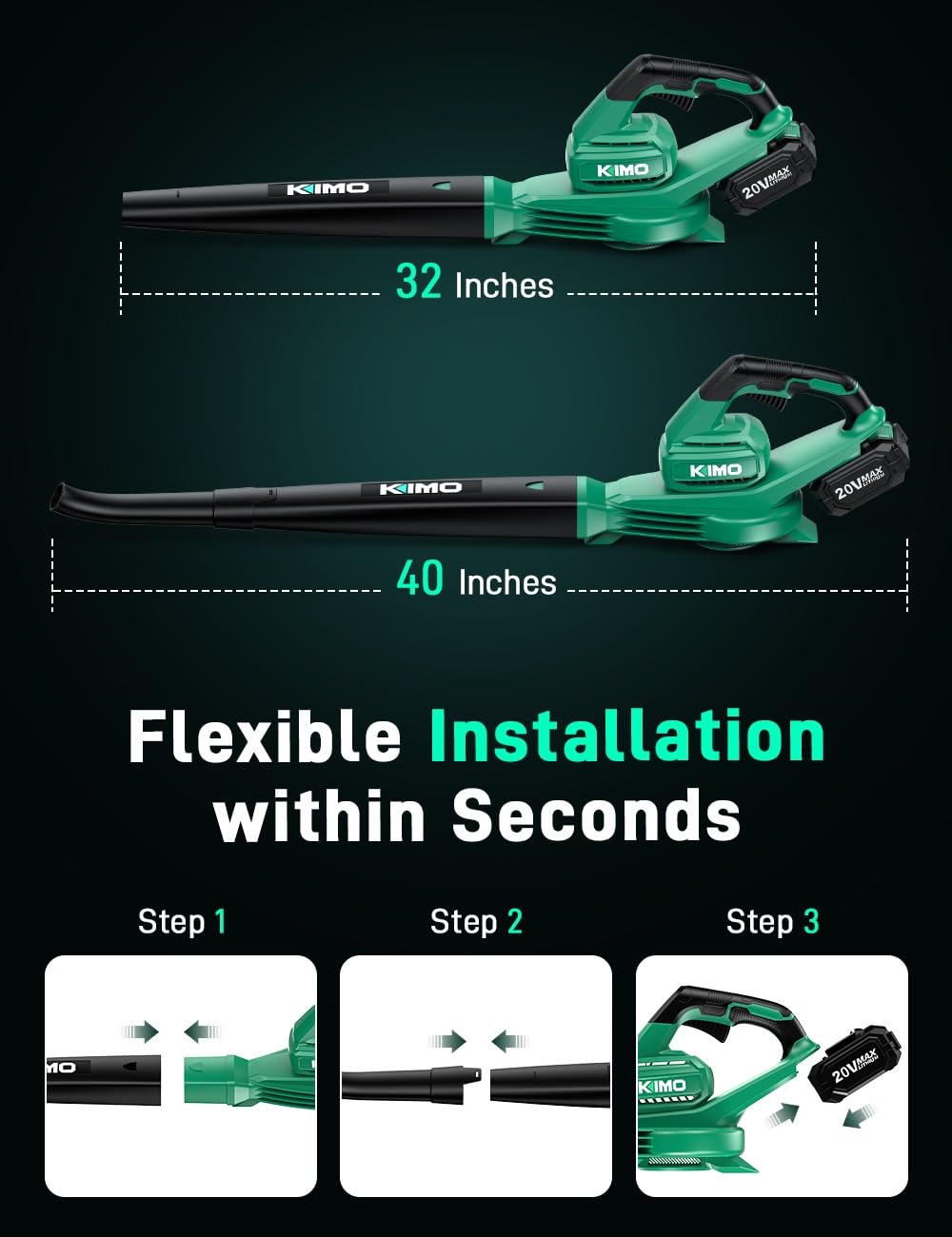 KIMO detachable tube next to unit for compact storage and easy transport
