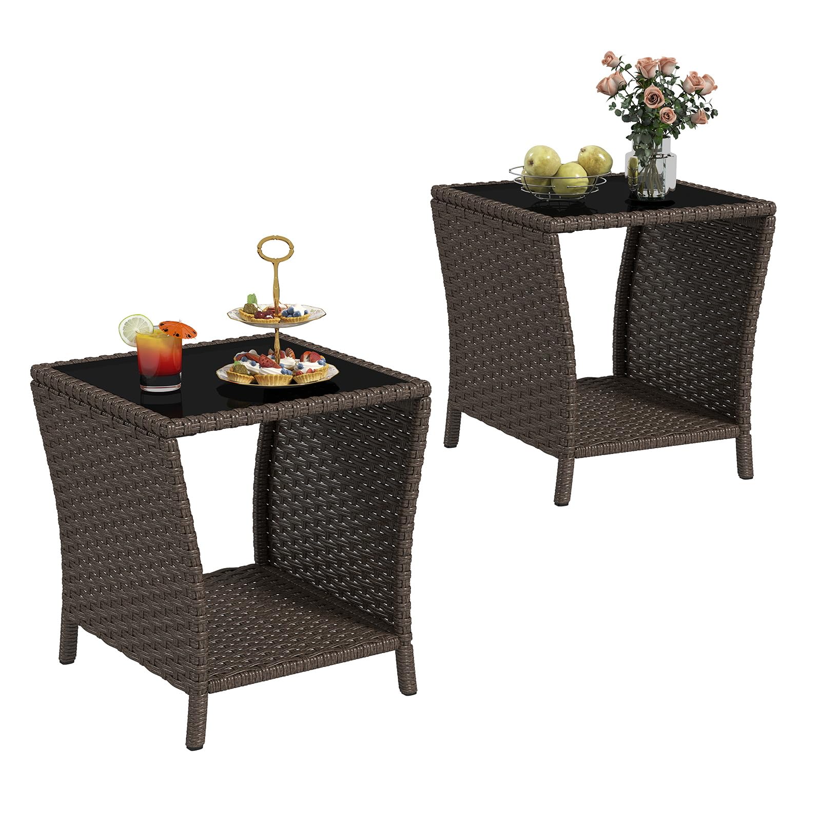 kinbor front view of two tables showing compact design and easy placement