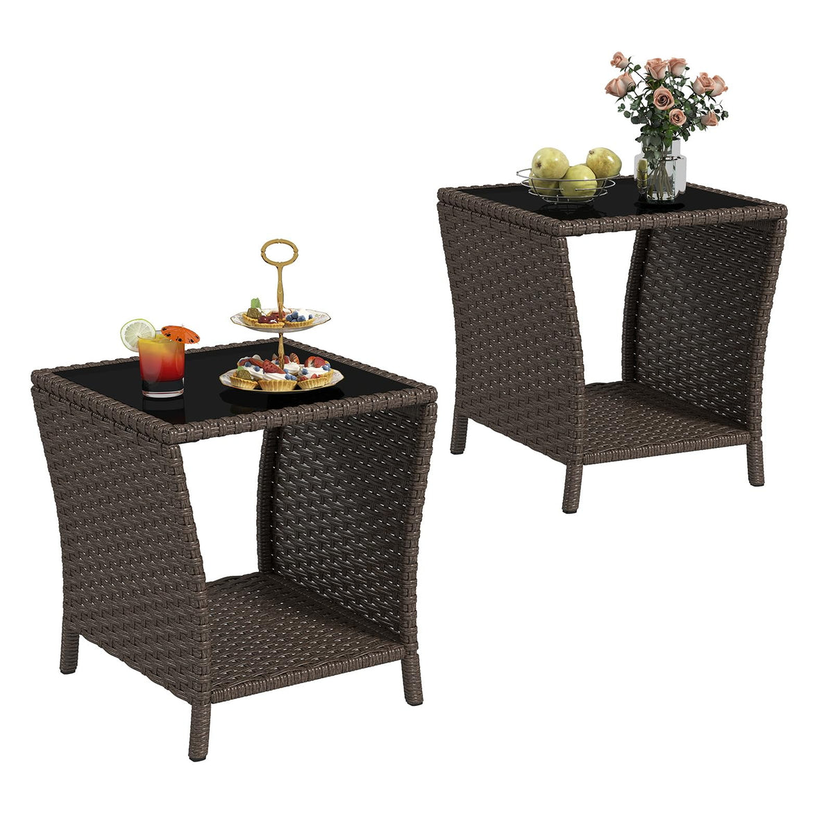 kinbor front view of two tables showing compact design and easy placement