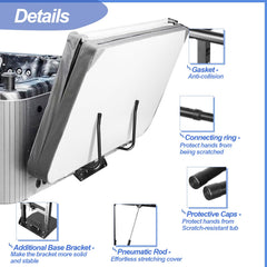 Kinchoix caddy base sliding under spa demonstrating no-drill installation advantage