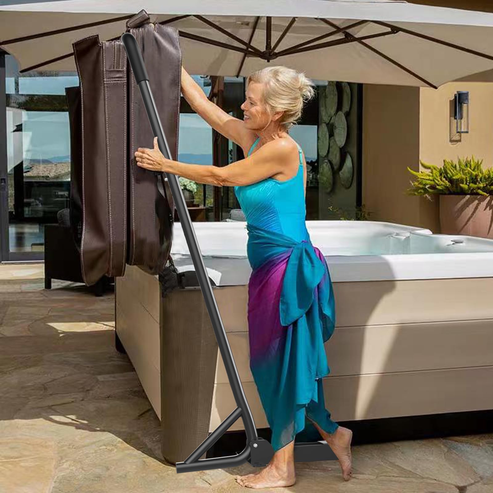 Kinchoix in use with one person opening cover safely and confidently