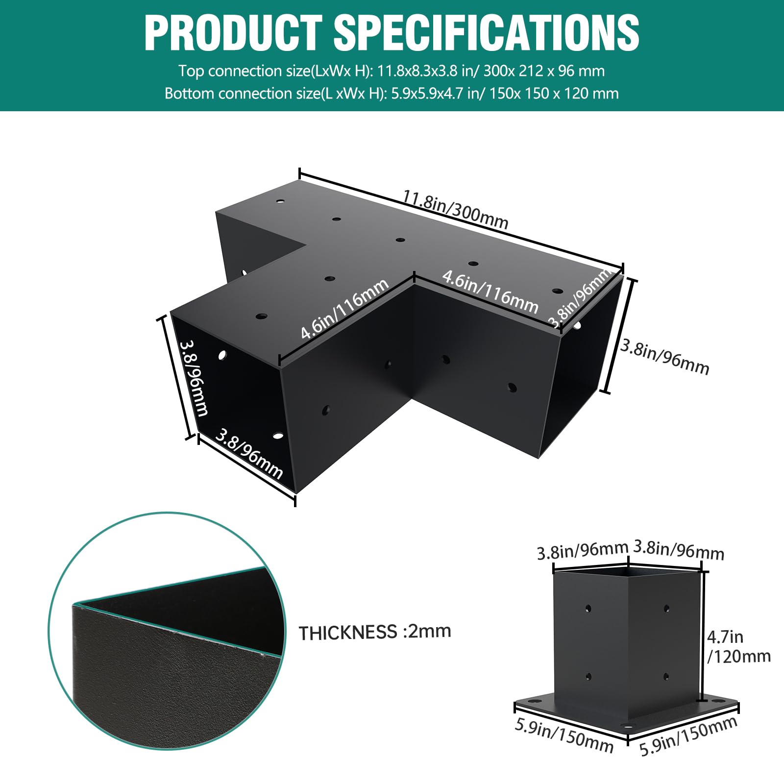 Kinchoix bracket installed on 4x4 post showing stable elevated connection