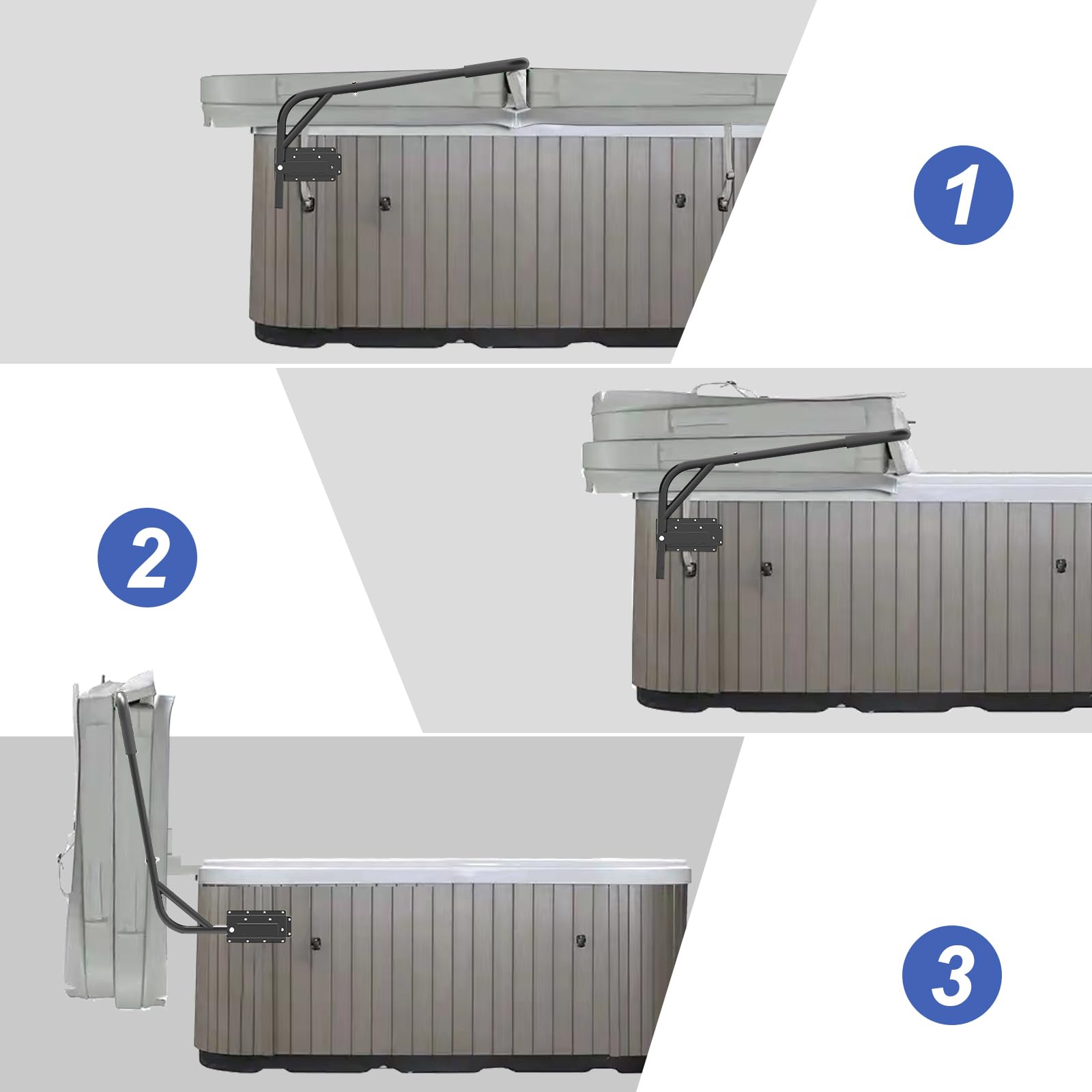 Kinchoix reinforced brackets mounted securely to spa frame for stability