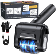 Kindoo front view showing cordless grill brush design and ergonomic benefit