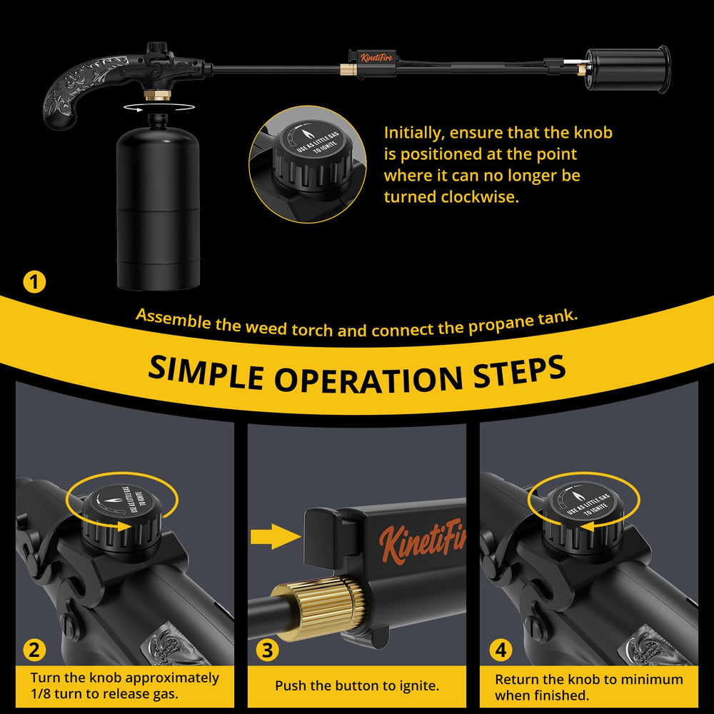 KinetiFire close-up of steel nozzle demonstrating wide high-heat output for faster clearing