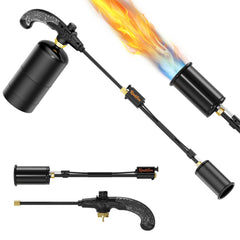 KinetiFire front view of torch showing full 30-inch body and ergonomic handle for safer work