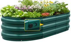 KING BIRD front view of assembled raised bed showing compact footprint and modern finish
