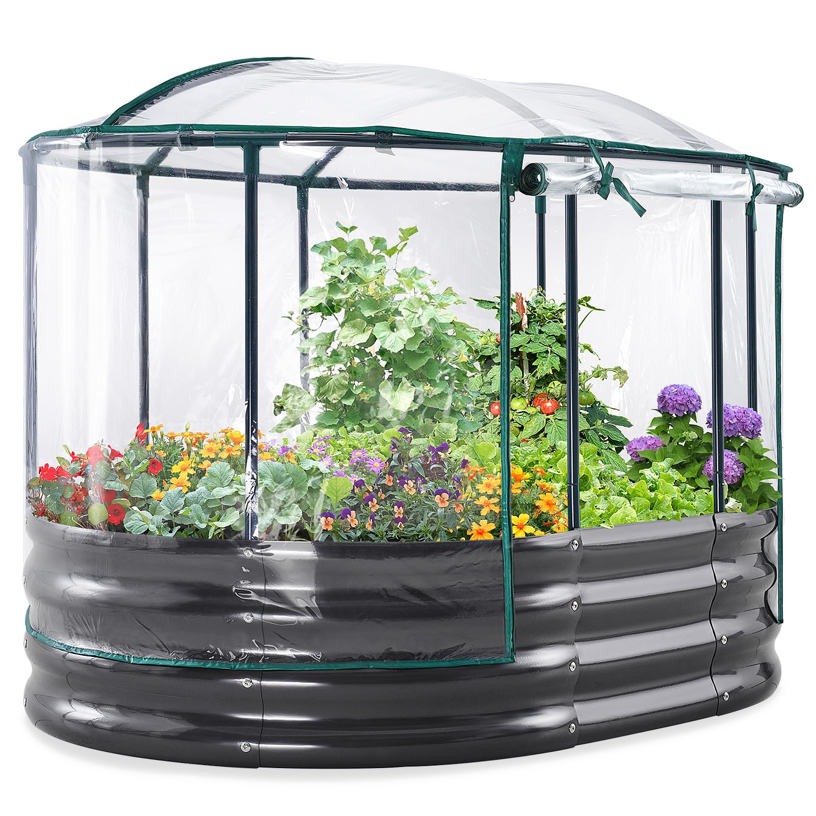 KING BIRD front view of oval planter showing protective cover and neat profile