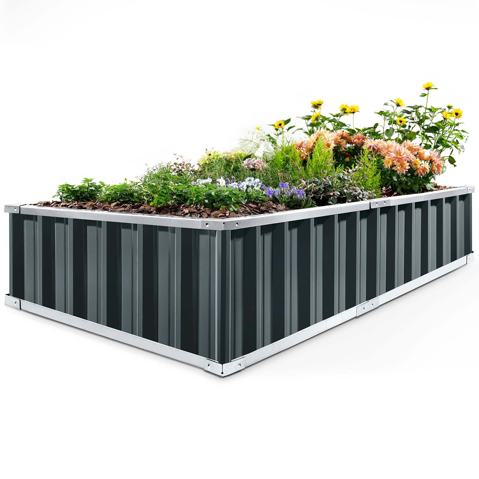 KING BIRD front view of full galvanized raised garden bed showing durability and quick assembly