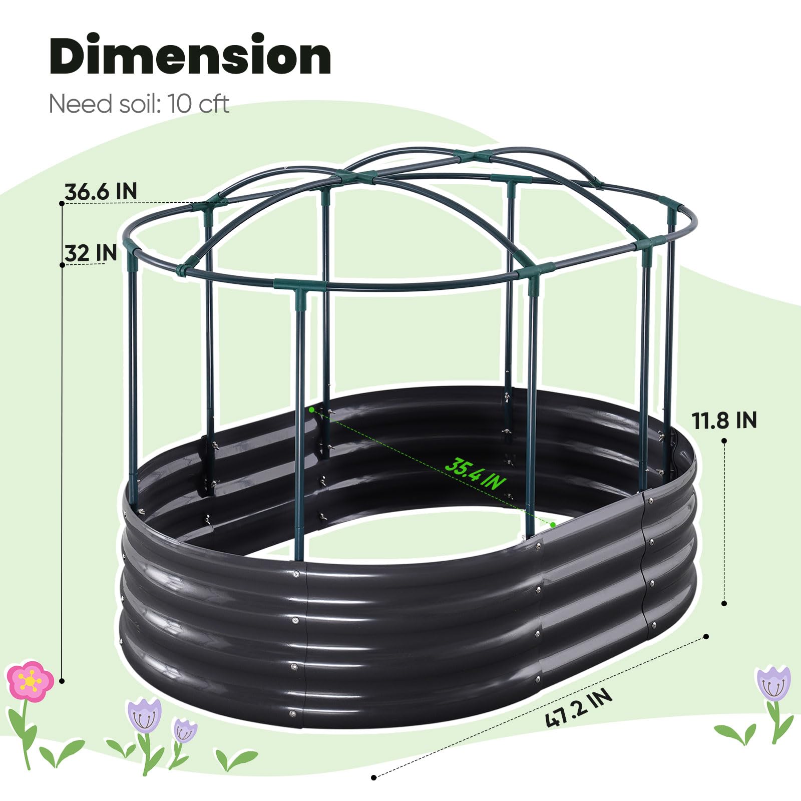 KING BIRD raised bed next to hands showing scale and easy reachability