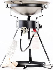 King Kooker front view showing cooker and included wok for versatile outdoor cooking