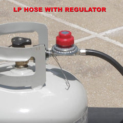 King Kooker burner detail displaying cast burner for powerful 54,000-BTU heat