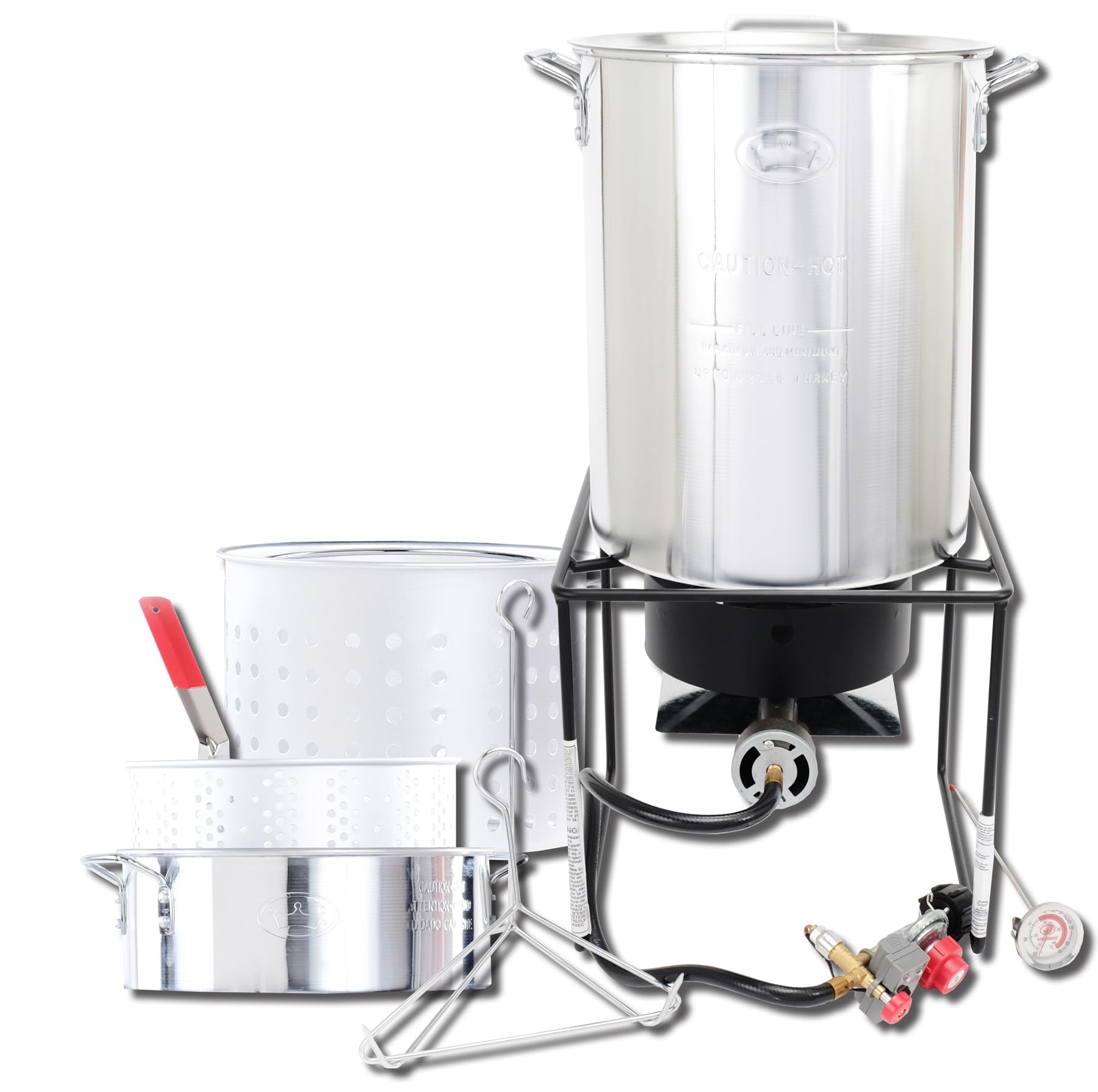 King Kooker complete package showing pots and burner, demonstrates ready-to-use convenience
