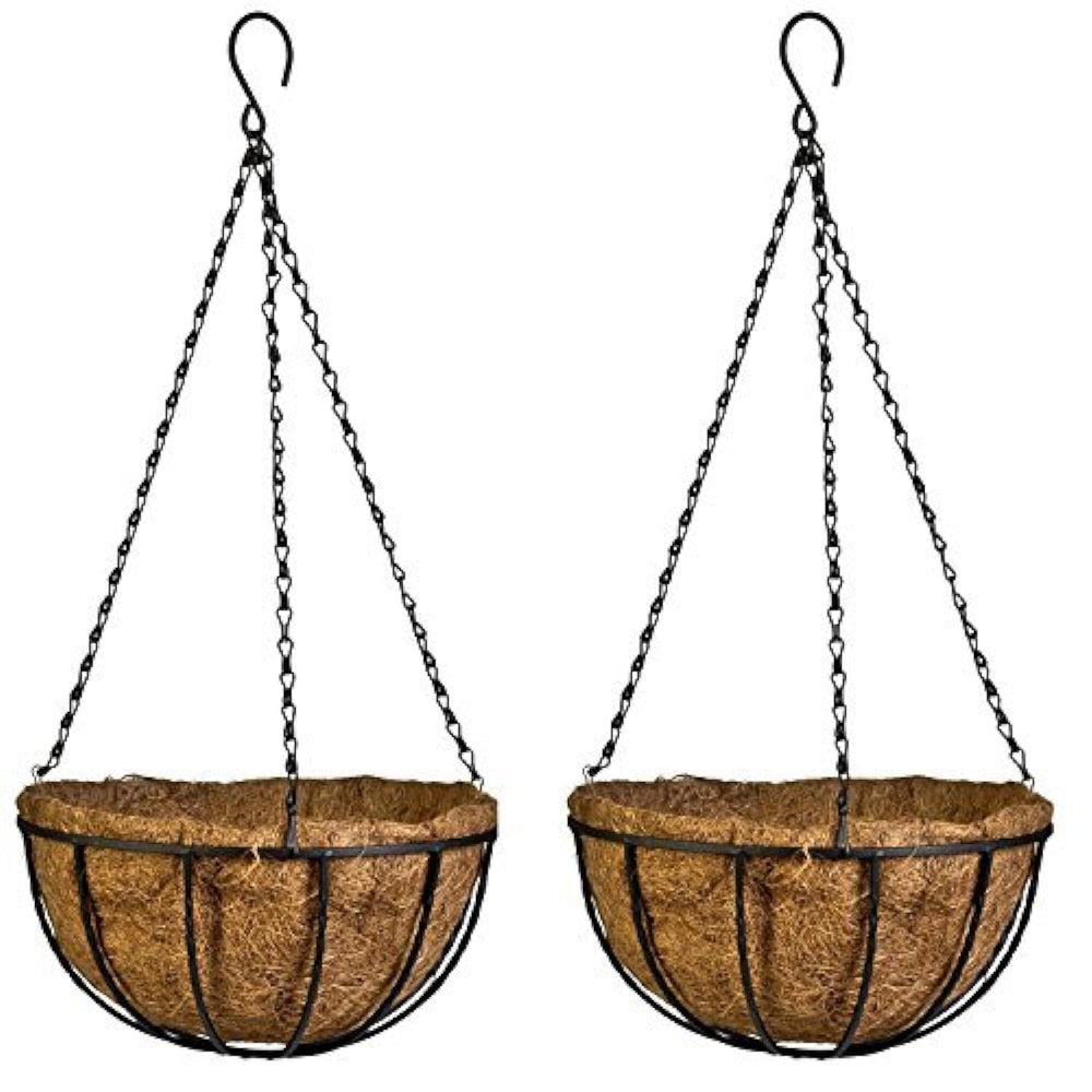 Kingbuy front view of both metal hanging baskets showing finished look