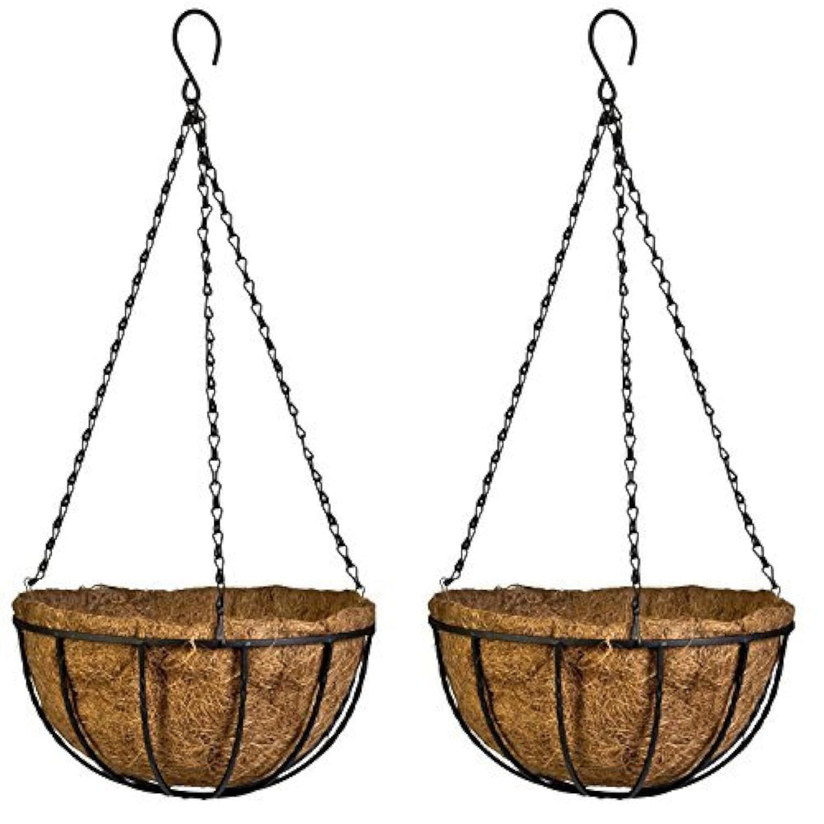 Kingbuy front view of both metal hanging baskets showing finished look