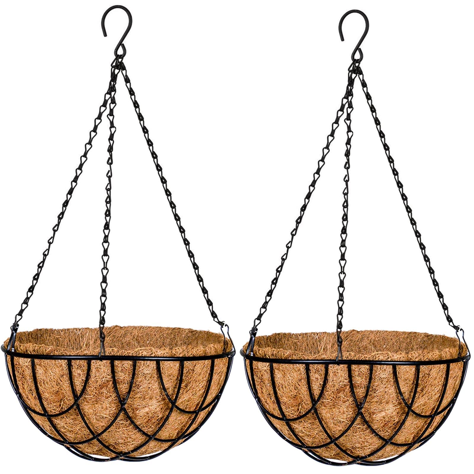 Kingbuy front view of two hanging baskets showing ready-to-hang convenience