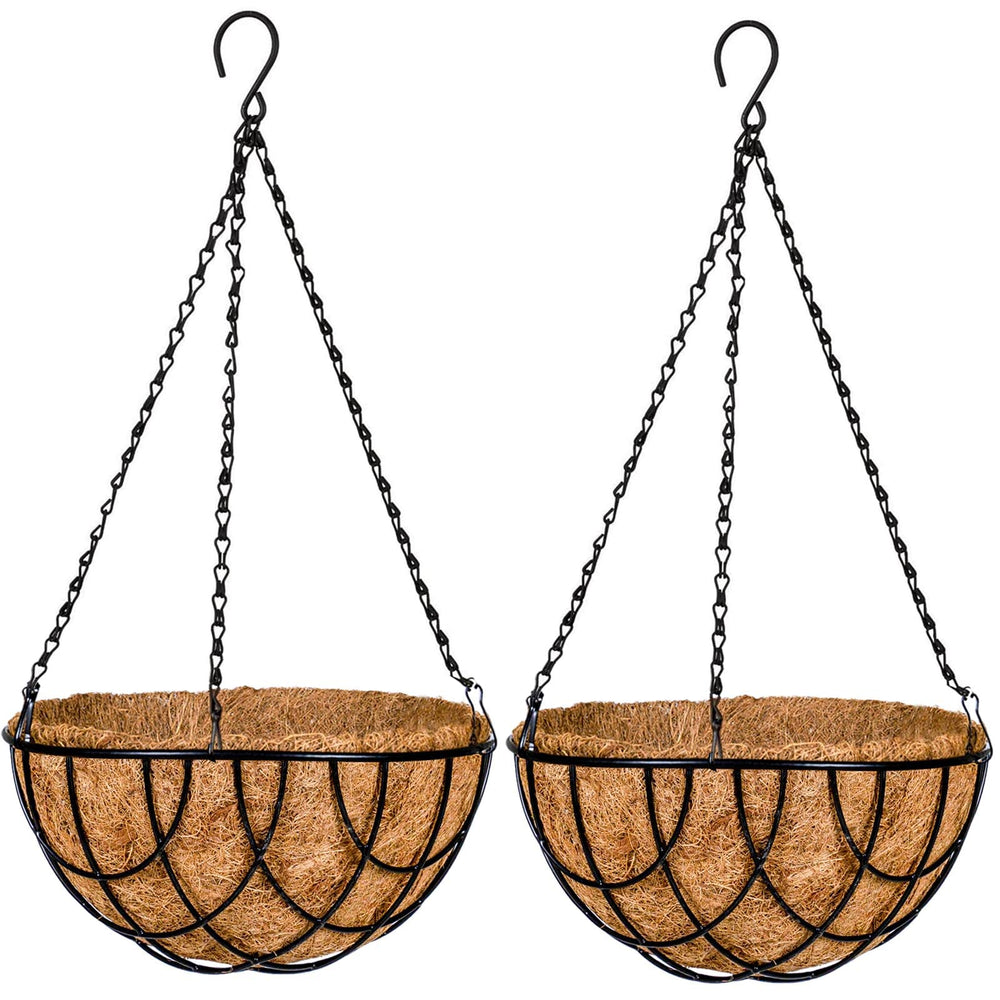 Kingbuy front view of two hanging baskets showing ready-to-hang convenience