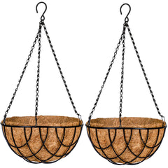 Kingbuy front view of two hanging baskets showing ready-to-hang convenience