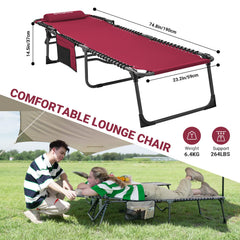 KingCamp folded lounge chair in wine with carry straps for easy transport
