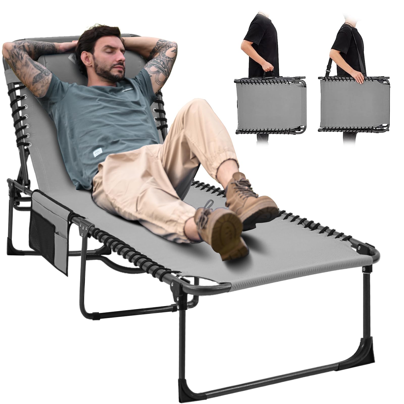 KingCamp open lounge chair front view showing stable seating and comfort