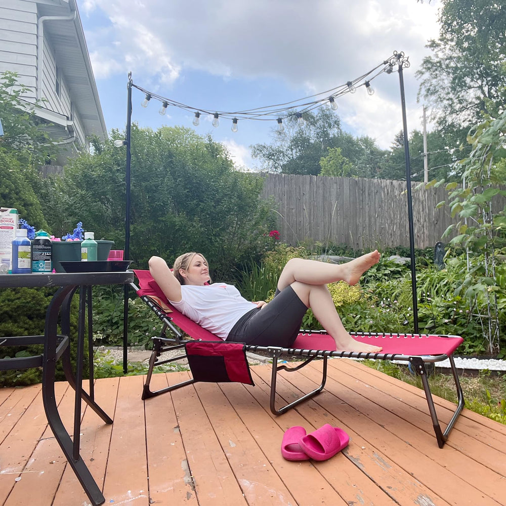 KingCamp lounge chair in wine displaying multiple recline positions