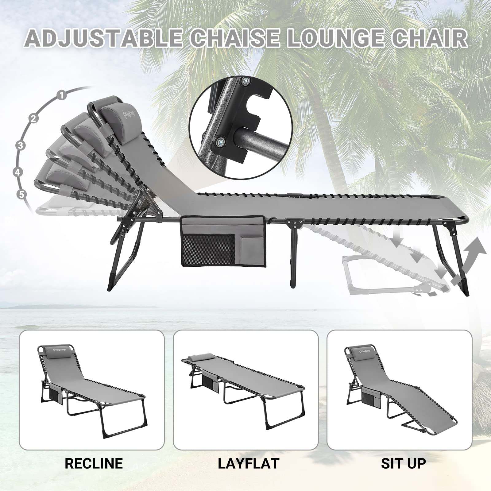KingCamp triangle locking mechanism detail ensures reliable position stability