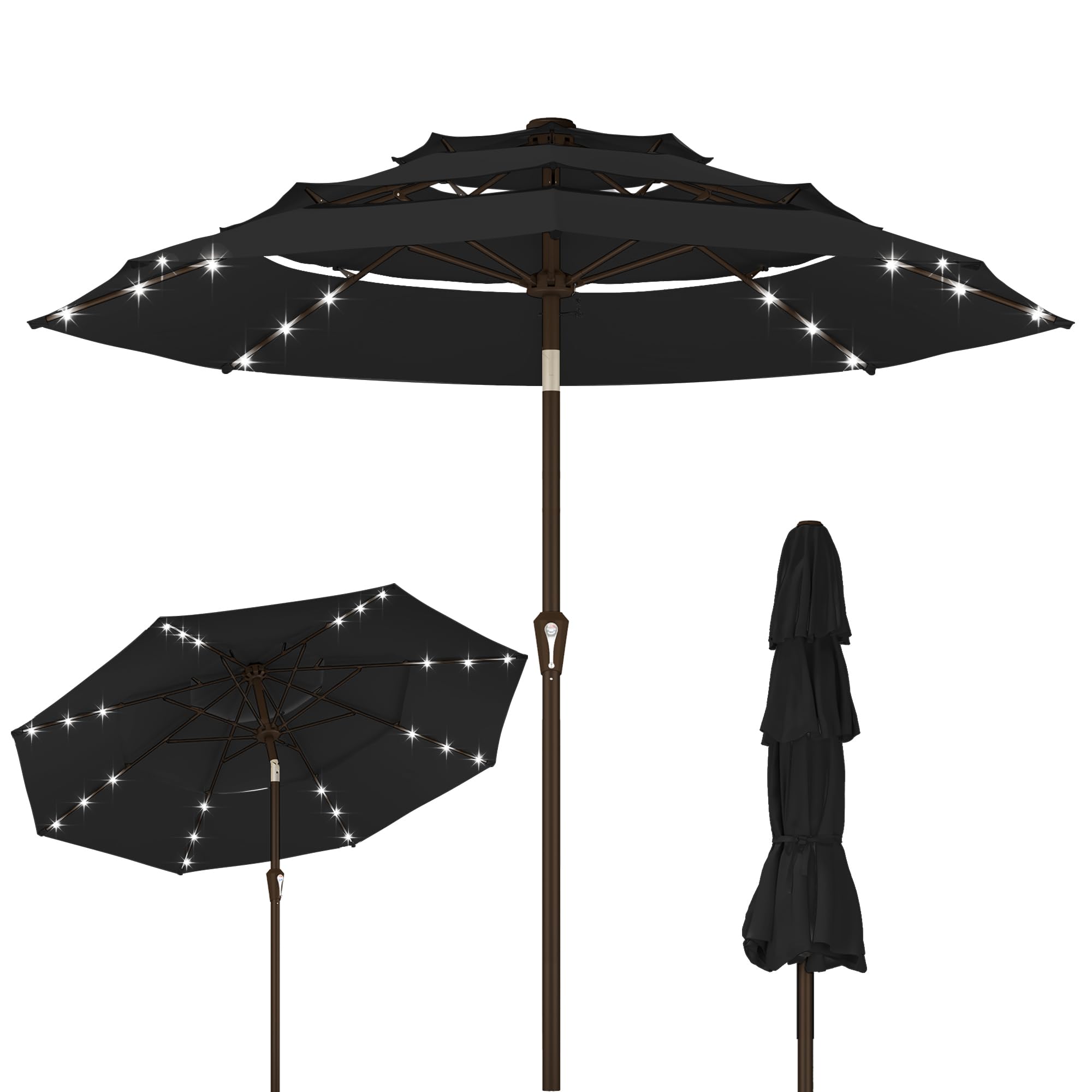 Kingdura front view of 10ft umbrella showing full canopy and shade benefit