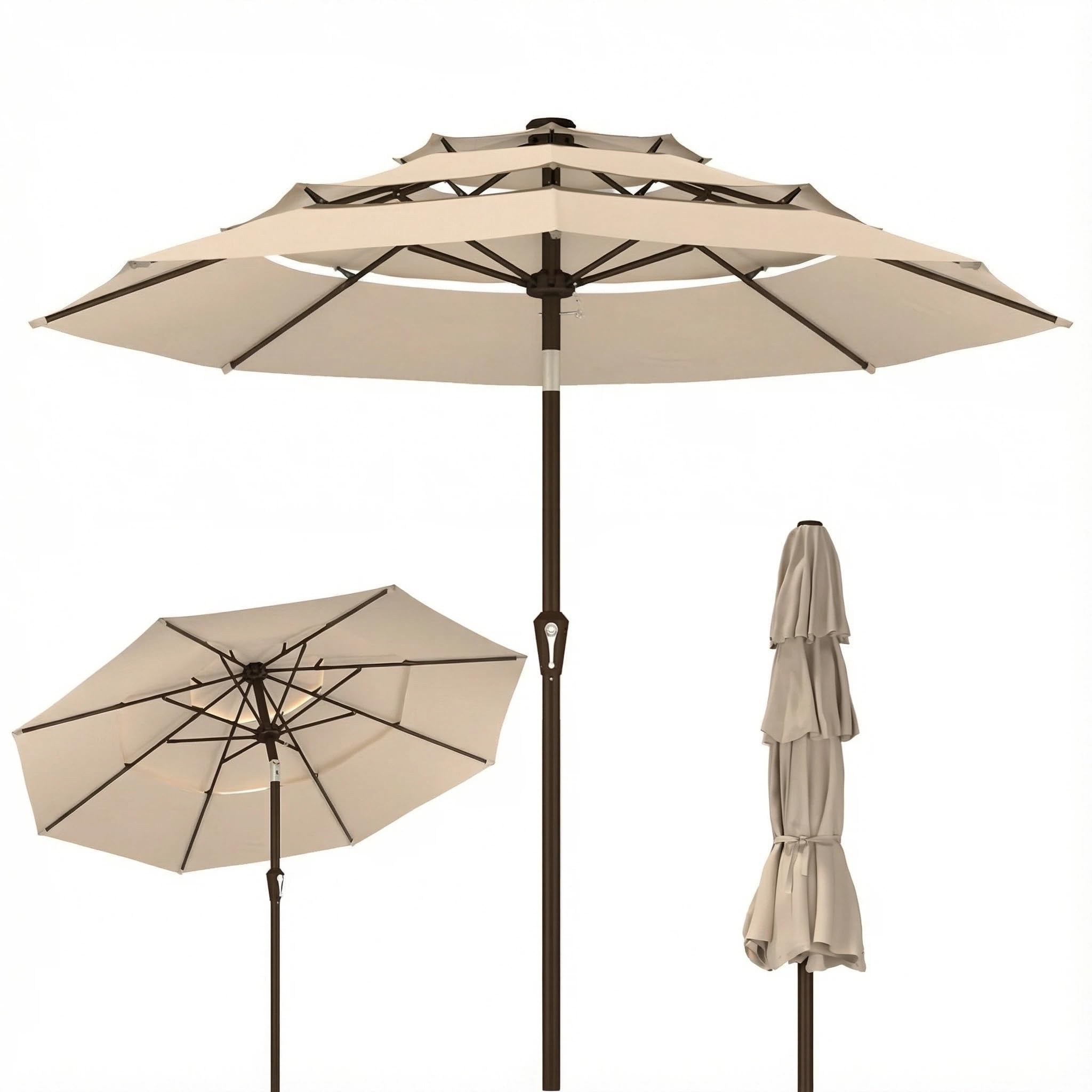 Kingdura front view of 10ft umbrella showing full canopy and shade benefit