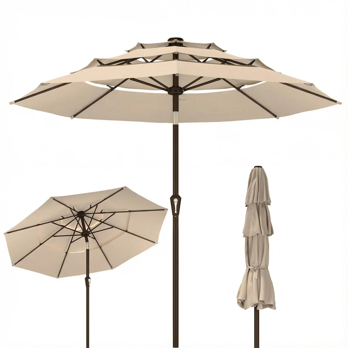 Kingdura front view of 10ft umbrella showing full canopy and shade benefit