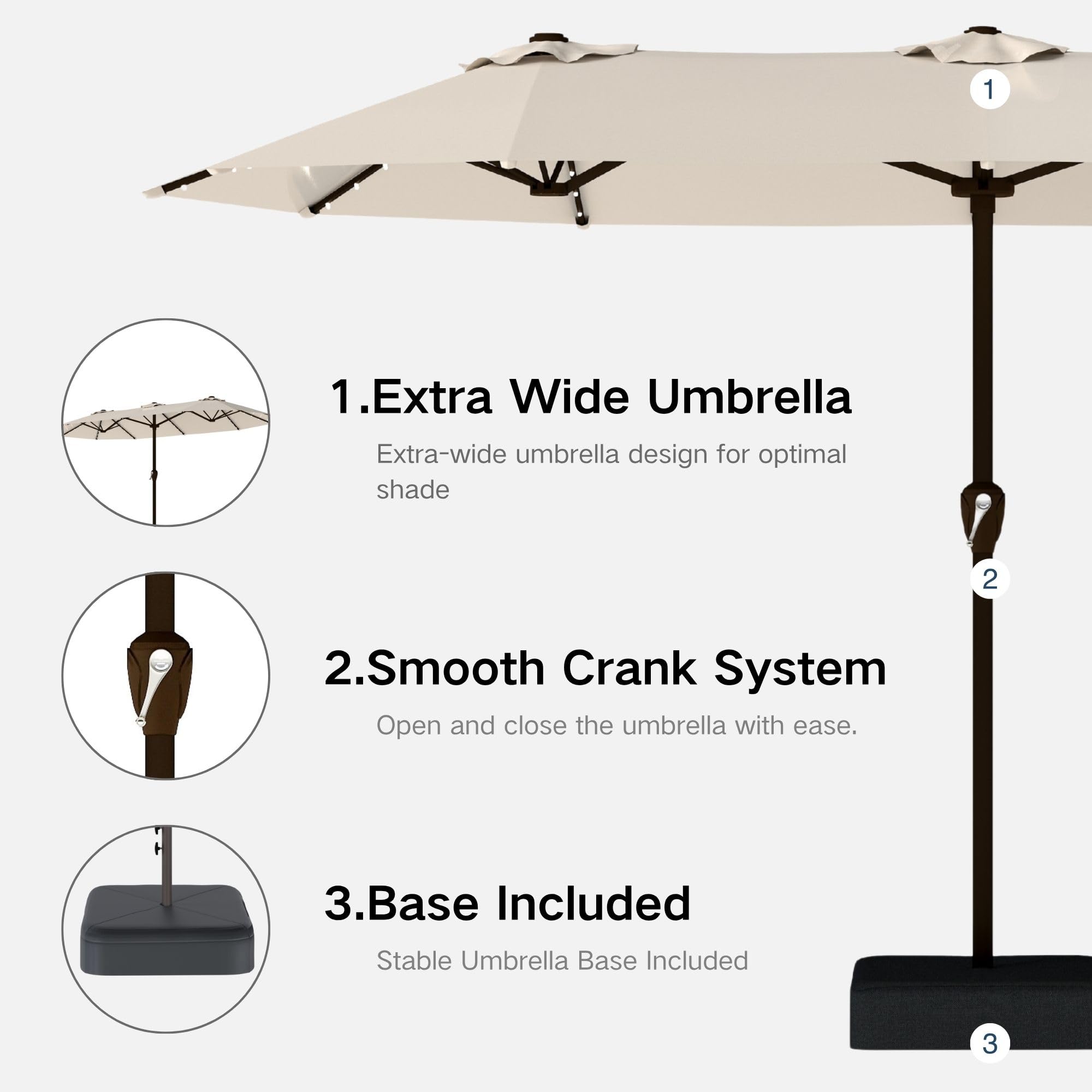 Kingdura cross base and sandbags shown for added wind stability